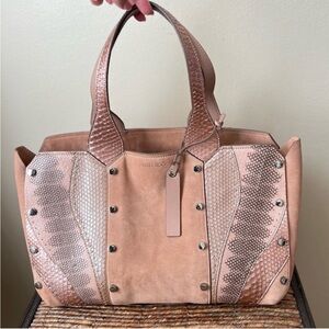 Jimmy Choo Lockett shopper/s ballet pink mix suede & leather Snakeskin purse COA